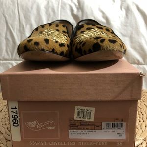 Miu Miu Smoking Slipper-Leopard Calf Hair-Size 8